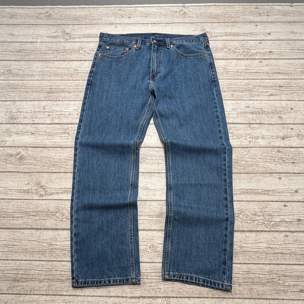 Levi's 505 Jeans Men's 36x30 Blue Medium Wash Denim Straight Leg Mid Rise Cotton